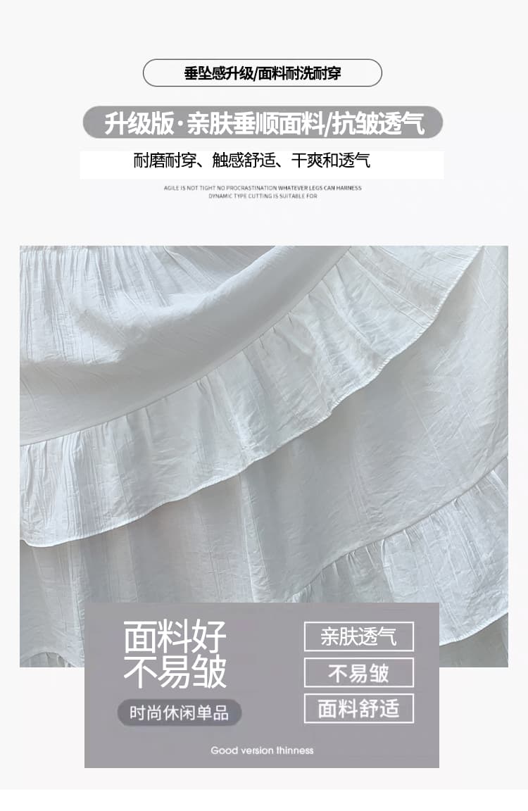 재고 상품 보라색 롱 스커트 반신 스커트 여성 2025 새로운 봄 여름 케이크 드레스 프릴 빅 플레어 스커트 우산 치마 상세 이미지 11