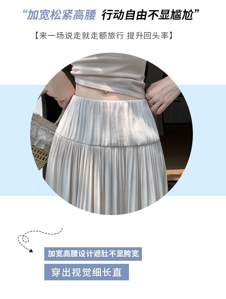 프랑스식 부드러운 바람 도루 가을 센스 우아한 플리츠 반신 스커트 여성 봄 2026 하이웨이스트 한 마디 루즈핏 큰 진자 우산 치마 상세 이미지 3