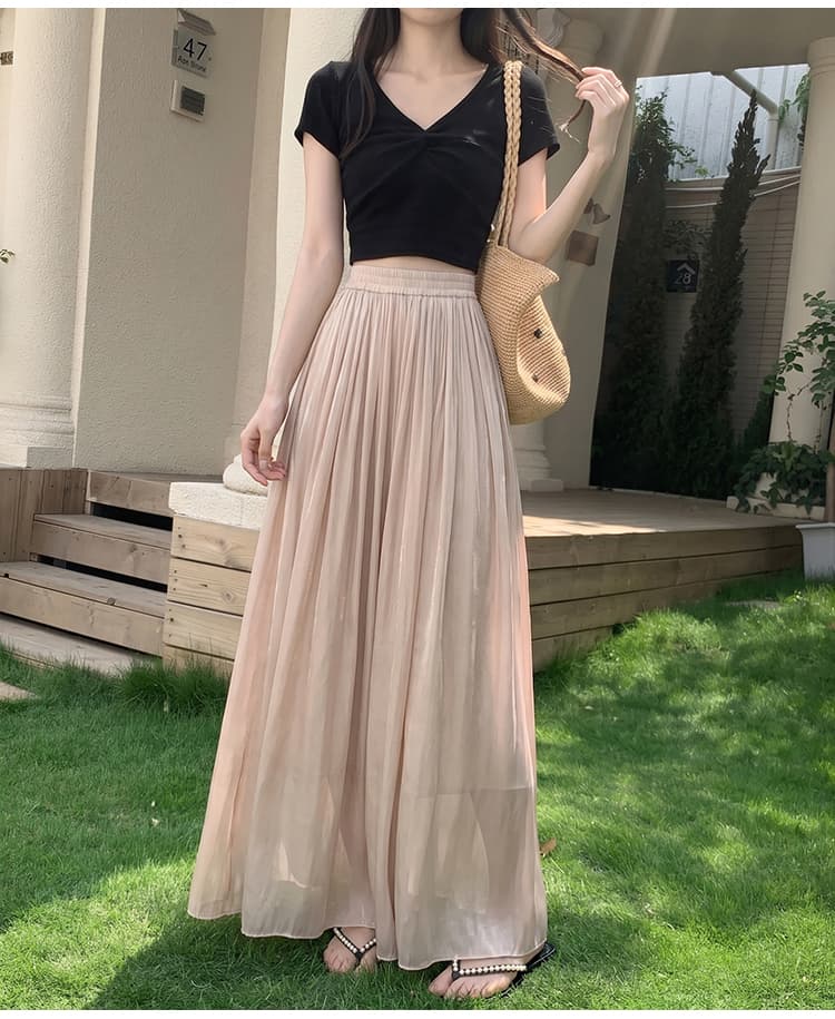 깃발 실 얼음 실크 와이드 레그 팬츠 치마 여성 여름 얇은 스타일 2026 새로운 하이웨이스트 슬림해 보이는 쉬폰 치마바지 상세 이미지 38