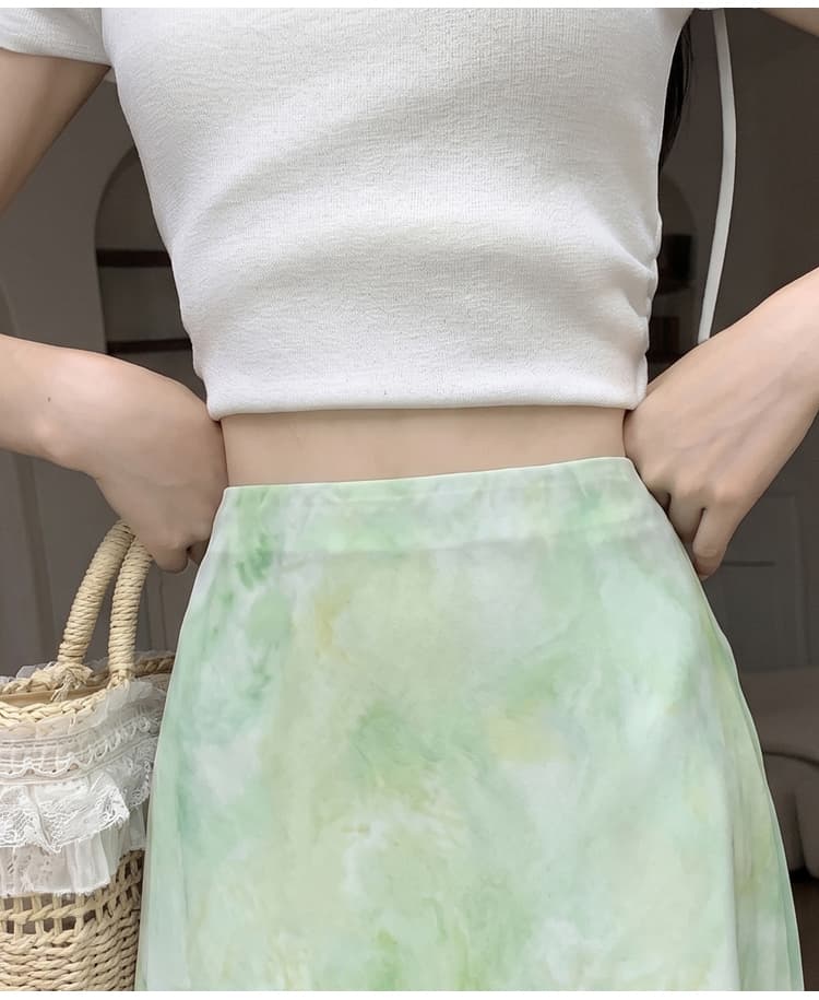 프랑스식 레트로 홀치기 염색 헤일로 염색 프린트 쉬폰 한 마디 반신 스커트 여성 휴가 바람 도루 가을 센스 요정 인어 꼬리 롱 스커트 상세 이미지 30