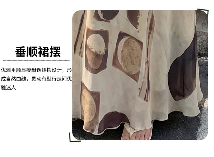 2026 여름 드레스 새로운 프랑스식 레트로 프린트 한 마디 반신 스커트 여성 느슨함 문예 휴가 바람 롱 스커트 상세 이미지 12