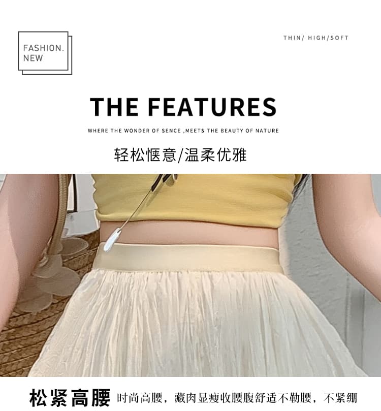 프랑스식 망사 플리츠 스커트 반신 스커트 여성 가을 작은 키 하이웨이스트 슬림해 보이는 도루 센스 한 마디 우산 치마 큰 진자 롱 스커트 상세 이미지 13