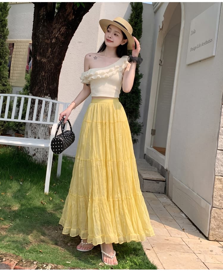프랑스식 망사 플리츠 스커트 반신 스커트 여성 가을 작은 키 하이웨이스트 슬림해 보이는 도루 센스 한 마디 우산 치마 큰 진자 롱 스커트 상세 이미지 17