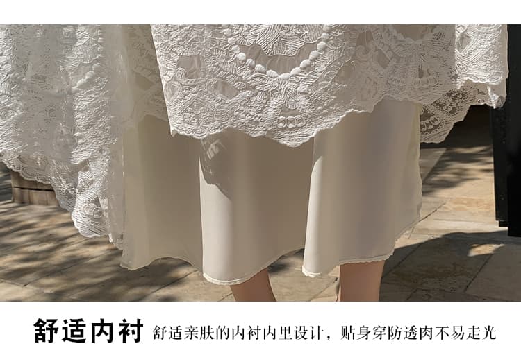 레이스 레이스 망사 반신 스커트 여성 가을 얇은 스타일 하이웨이스트 슬림해 보이는 품격 캐주얼 큰 진자 A라인 스커트 길다 치마 상세 이미지 12