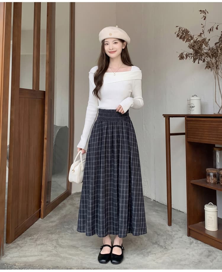 레트로 문예 체크무늬 반신 스커트 여성 조기 가을 밴딩 명중 가져 가라. 하이웨이스트 큰 진자 한 마디 표지 넓적 다리 슬림해 보이는 체크 스커트 상세 이미지 31