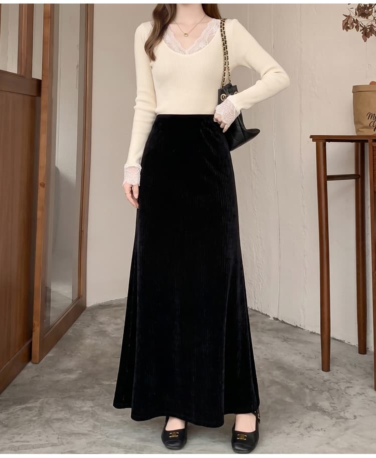 벨벳 인어 꼬리 반신 스커트 가을 여성 의류 2026 새로운 슈퍼 잘 생긴 새로운 중식 하이웨이스트 슬림해 보이는 한 마디 타이트 스커트 상세 이미지 44