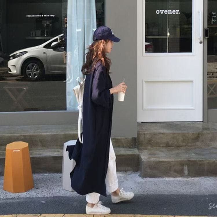 레이스업 셔츠 드레스 여성 단색 치마 2026 봄 새로운 한국 스타일 루즈핏 학생 프랑스식 명문 여성 드레스 트렌디 상세 이미지 5