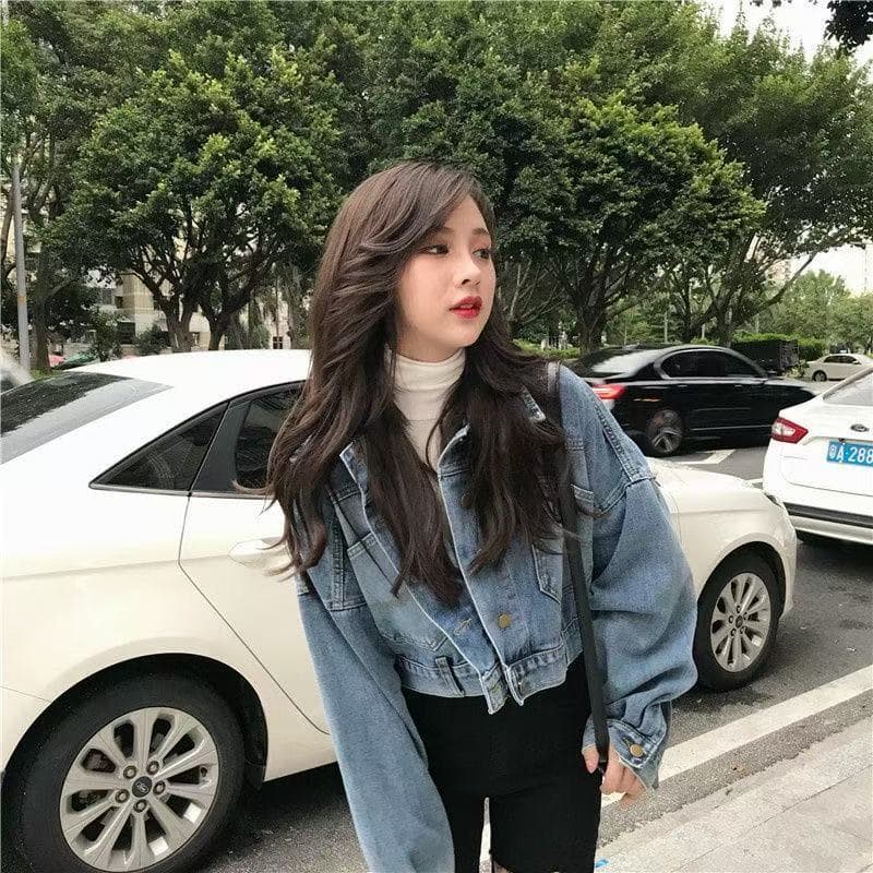 새로운 가을 작은 외투 루즈핏 한국 스타일 쇼트 스타일 맨위 외국 가스 긴팔 다용도 인터넷 유명인 데님 재킷 여성 상세 이미지 8