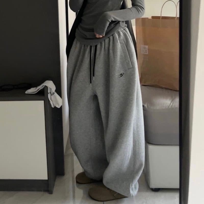 순수한 Mianhua 면 헹구다 털 복잡한 진짜 슈퍼 털이 있는 설원 웨이 바지 높음 그램 무거운 루즈핏 프로필 모양 조거 상세 이미지 2