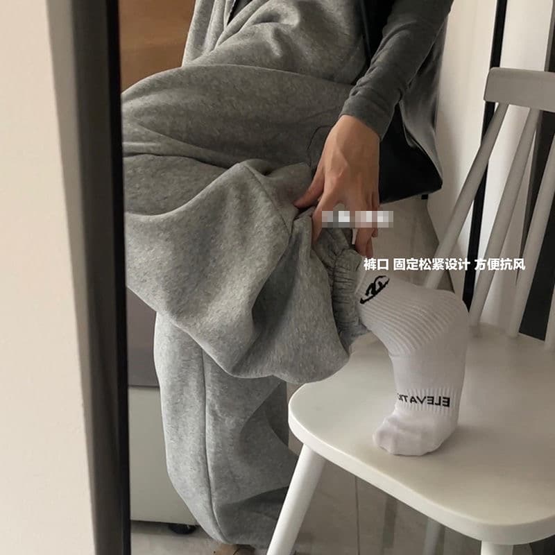 순수한 Mianhua 면 헹구다 털 복잡한 진짜 슈퍼 털이 있는 설원 웨이 바지 높음 그램 무거운 루즈핏 프로필 모양 조거 상세 이미지 11