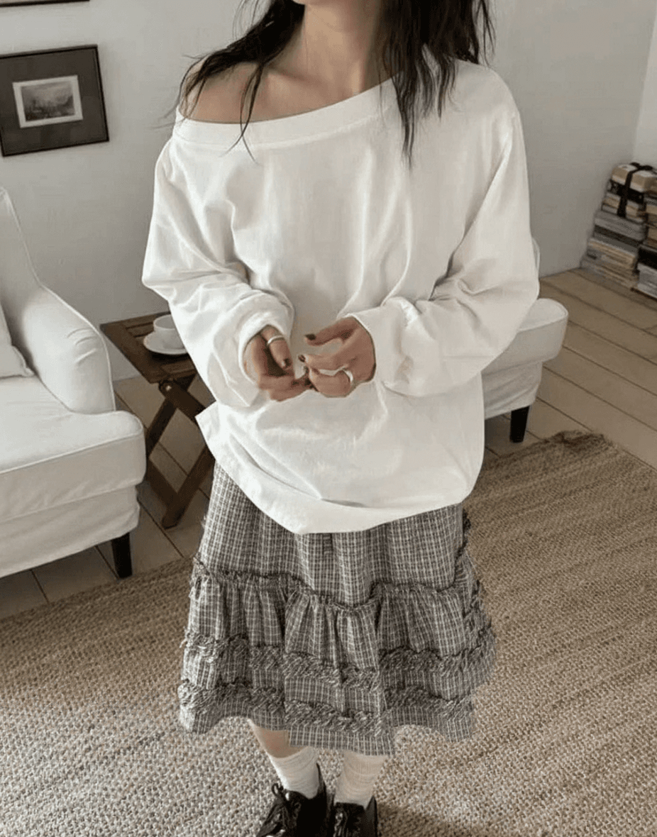 봄 여름 한국 소녀 목이버섯 레이스 펌프 Pleat 작은 격자 반신 스커트 미니 스커트 허리밴드 일본식 학원 스타일 상세 이미지 19