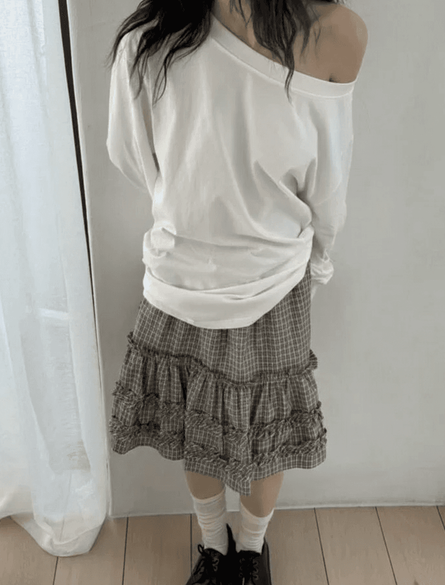 봄 여름 한국 소녀 목이버섯 레이스 펌프 Pleat 작은 격자 반신 스커트 미니 스커트 허리밴드 일본식 학원 스타일 상세 이미지 21