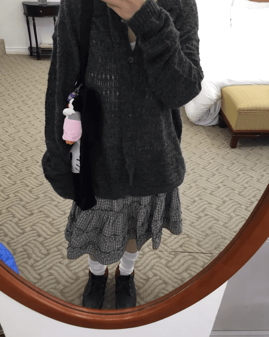 봄 여름 한국 소녀 목이버섯 레이스 펌프 Pleat 작은 격자 반신 스커트 미니 스커트 허리밴드 일본식 학원 스타일 상세 이미지 30