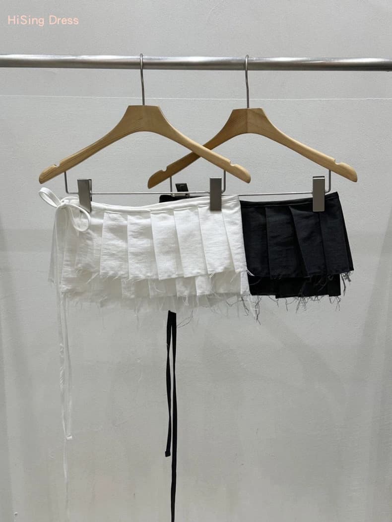 봄 여름 한국 ins 소녀 플리츠 미니 스커트 레이스업 스트랩 부담하지 마세요. 다용도 싱글 제품 랩스커트팬츠 치마 일본식 달콤함 상세 이미지 22
