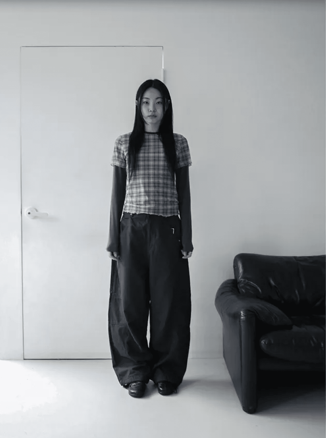 여름 한국 디자인 레트로 체크무늬 망사 프린트 반팔 볼륨 측면 티셔츠 맨위 일본식 소녀 체크무늬 상세 이미지 27