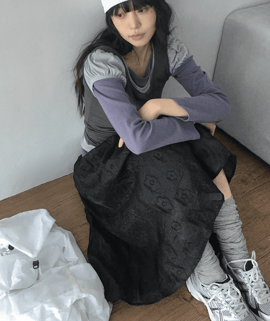 봄 여름 새로운 낭만주의 한국 소녀 3 차원 꽃 질감 롱 스커트 반신 스커트 귀여운 거즈 스커트 이미지 3