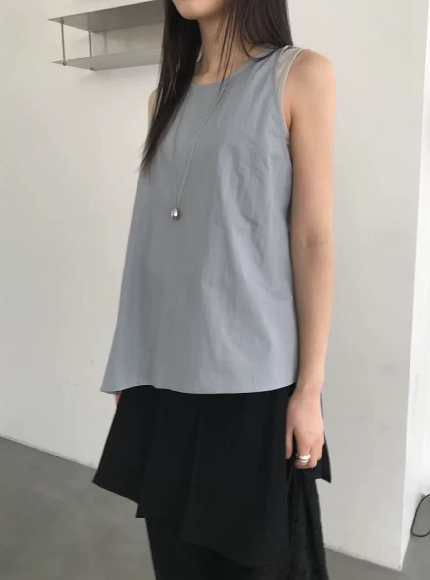 5 색 입력 한국 ins 단색 뒤에 홀로우 아웃 레이스업 스트랩 비대칭 트임 민소매 조끼 차가운 일본식 상세 이미지 7