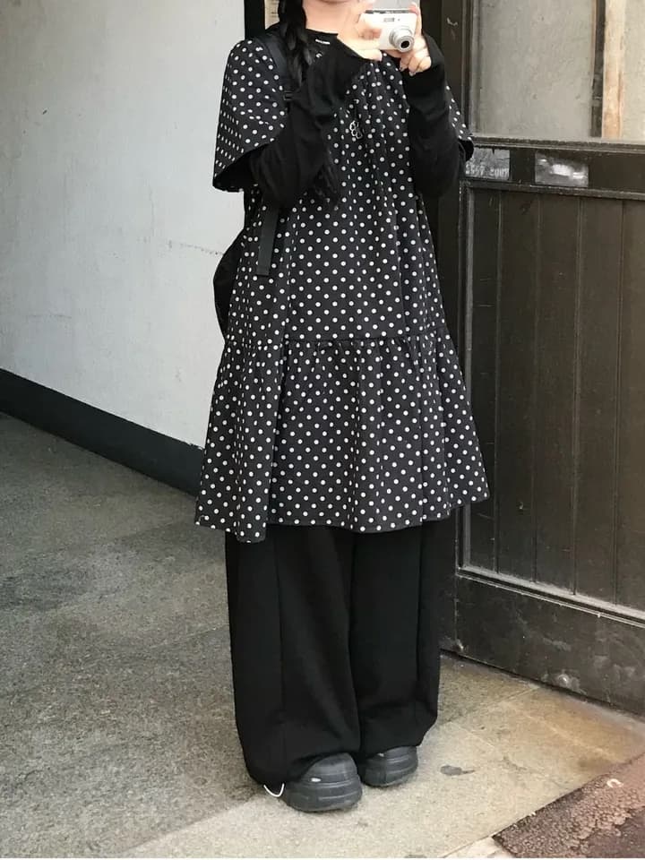 2 색 여름 한국 소녀 레트로 도트 도트 무늬 프린트 반팔 루즈핏 드레스 인형 치마 일본식 상세 이미지 8