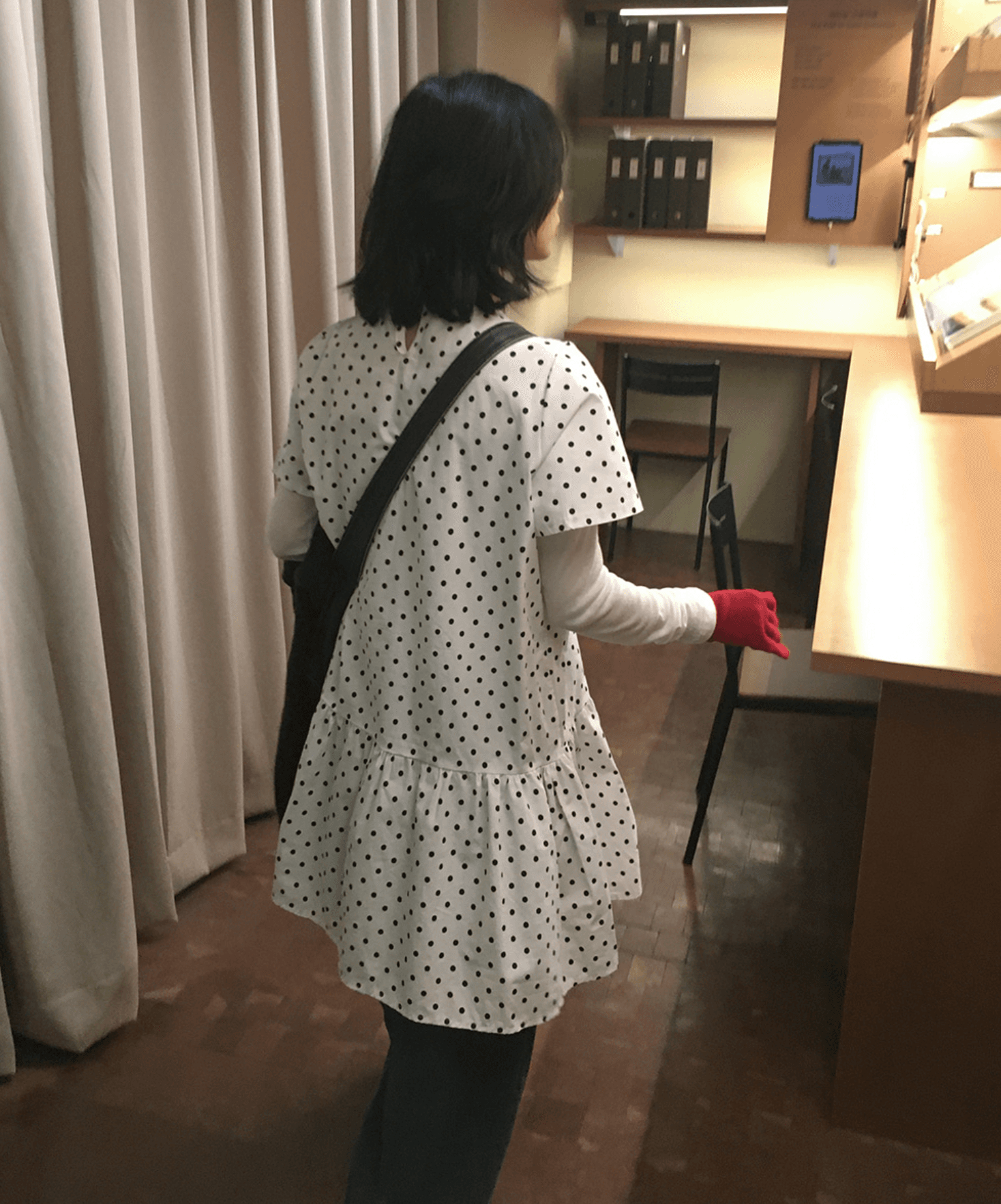 2 색 여름 한국 소녀 레트로 도트 도트 무늬 프린트 반팔 루즈핏 드레스 인형 치마 일본식 상세 이미지 18