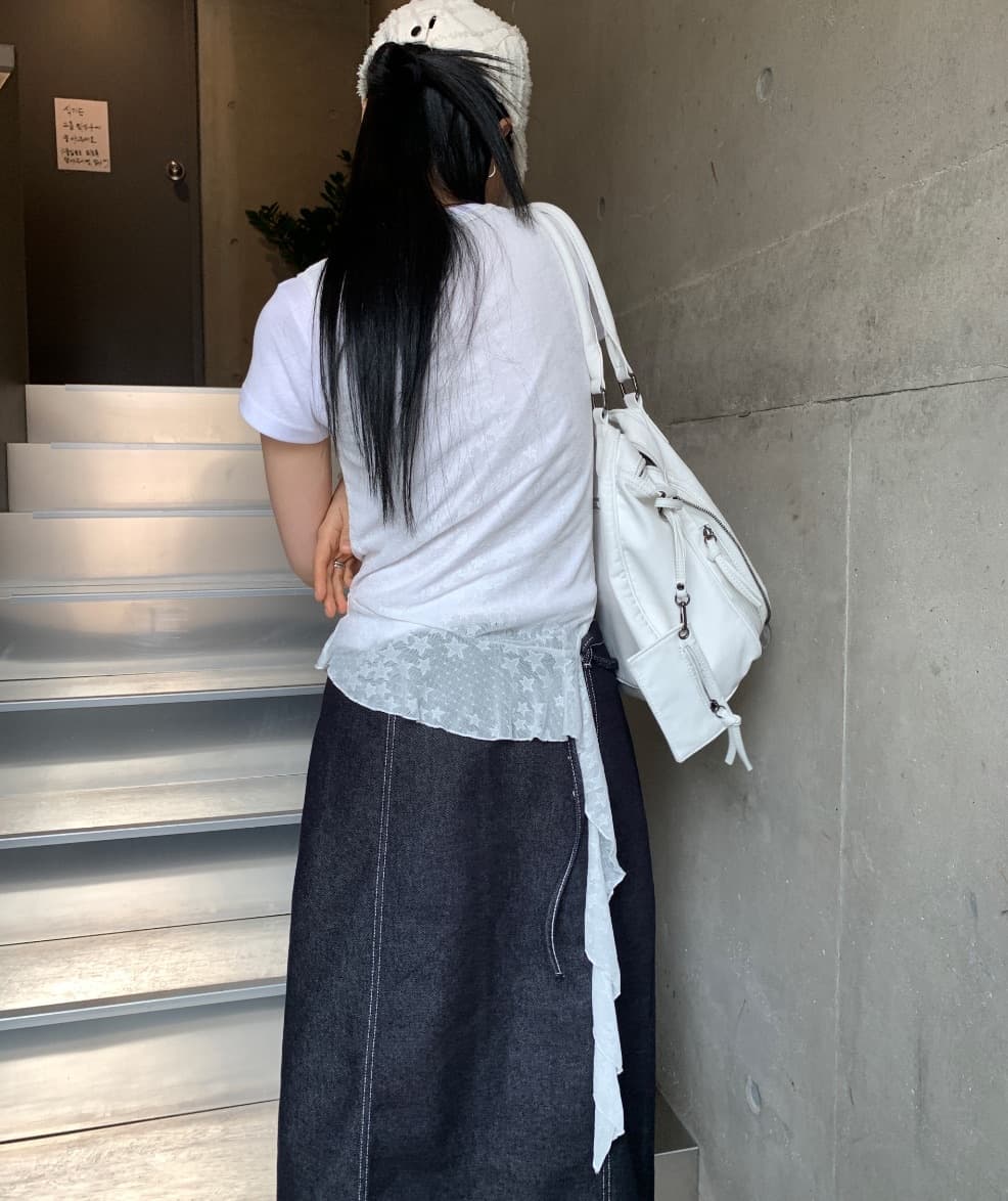 여름 새로운 2 색 입력 일본식 오각형 별 레이스 하라주쿠 스타일 조끼 밑단 불규칙 민소매 상세 이미지 1