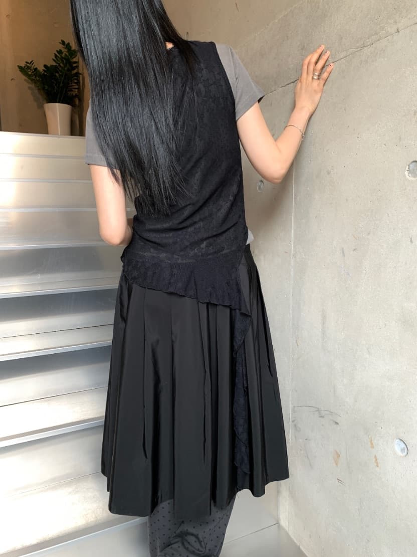 여름 새로운 2 색 입력 일본식 오각형 별 레이스 하라주쿠 스타일 조끼 밑단 불규칙 민소매 상세 이미지 5