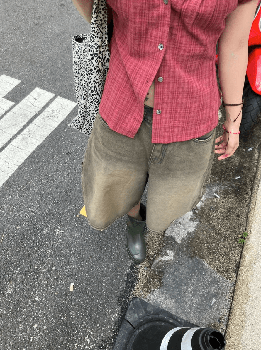 3 색 한국 여름 레트로 주름 체크무늬 반팔 셔츠 셔츠 일본식 맨위 고대 바람 학원 스타일 상세 이미지 22