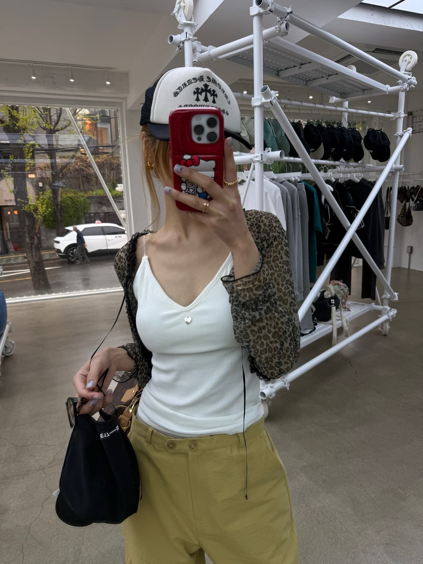 이른 가을 새로운 한국 개성 작은 레오파드 무늬 레이스 망사 스트랩 레이스업 쇼트 스타일 작은 열림 셔츠 긴팔 맨위 상세 이미지 16