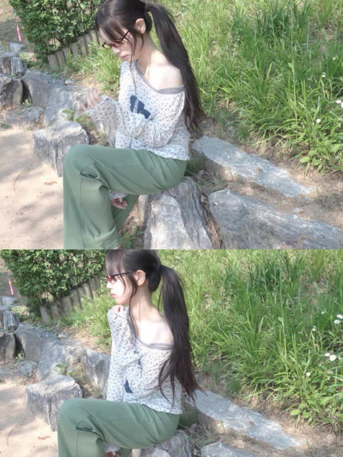 가을 새로운 한국 학원 소녀 꽃무늬 숫자 프린트 라이 경기 서울 얇은 스타일 긴팔 루즈핏 티셔츠 맨위 상세 이미지 3