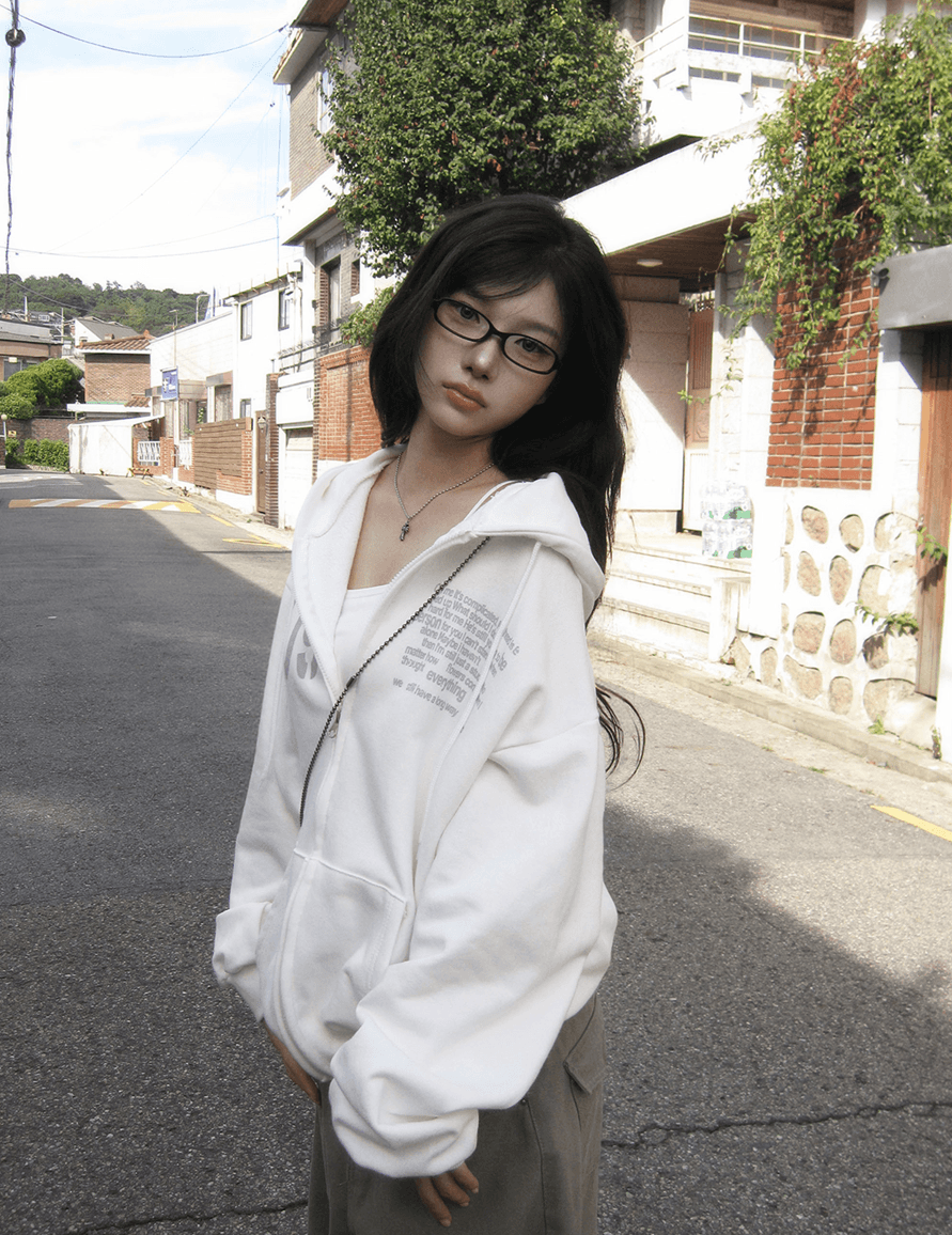 4 색 가을 겨울 털이 있는 보온 한국 알파벳 프린트 더블 오픈 지퍼 후드 대학교 t 모자 셔츠 후드티 운동 상세 이미지 21