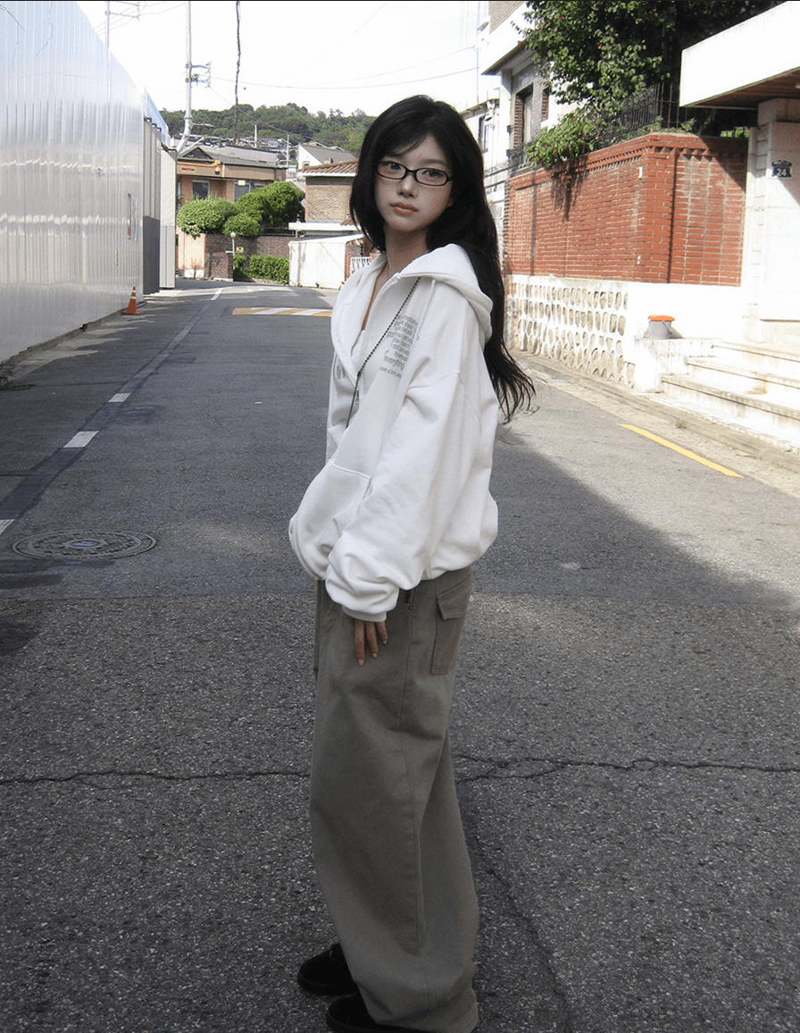 4 색 가을 겨울 털이 있는 보온 한국 알파벳 프린트 더블 오픈 지퍼 후드 대학교 t 모자 셔츠 후드티 운동 상세 이미지 26