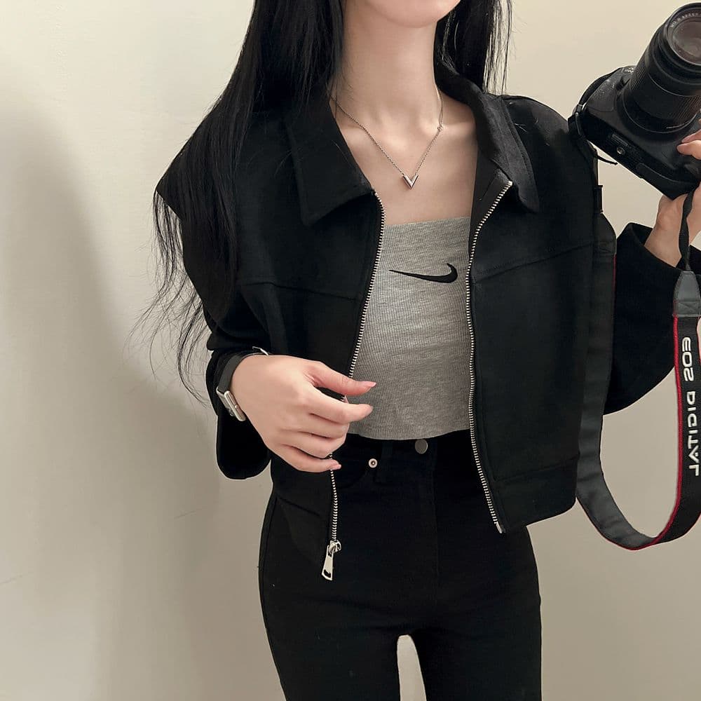 한국 chic 가을 레트로 잘 생긴 폴로 칼라 당겨서 사슬 루즈핏 다용도 긴팔 플러시 쇼트 스타일 재킷 여성 코트 상세 이미지 5
