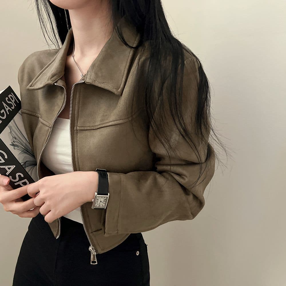 한국 chic 가을 레트로 잘 생긴 폴로 칼라 당겨서 사슬 루즈핏 다용도 긴팔 플러시 쇼트 스타일 재킷 여성 코트 상세 이미지 12