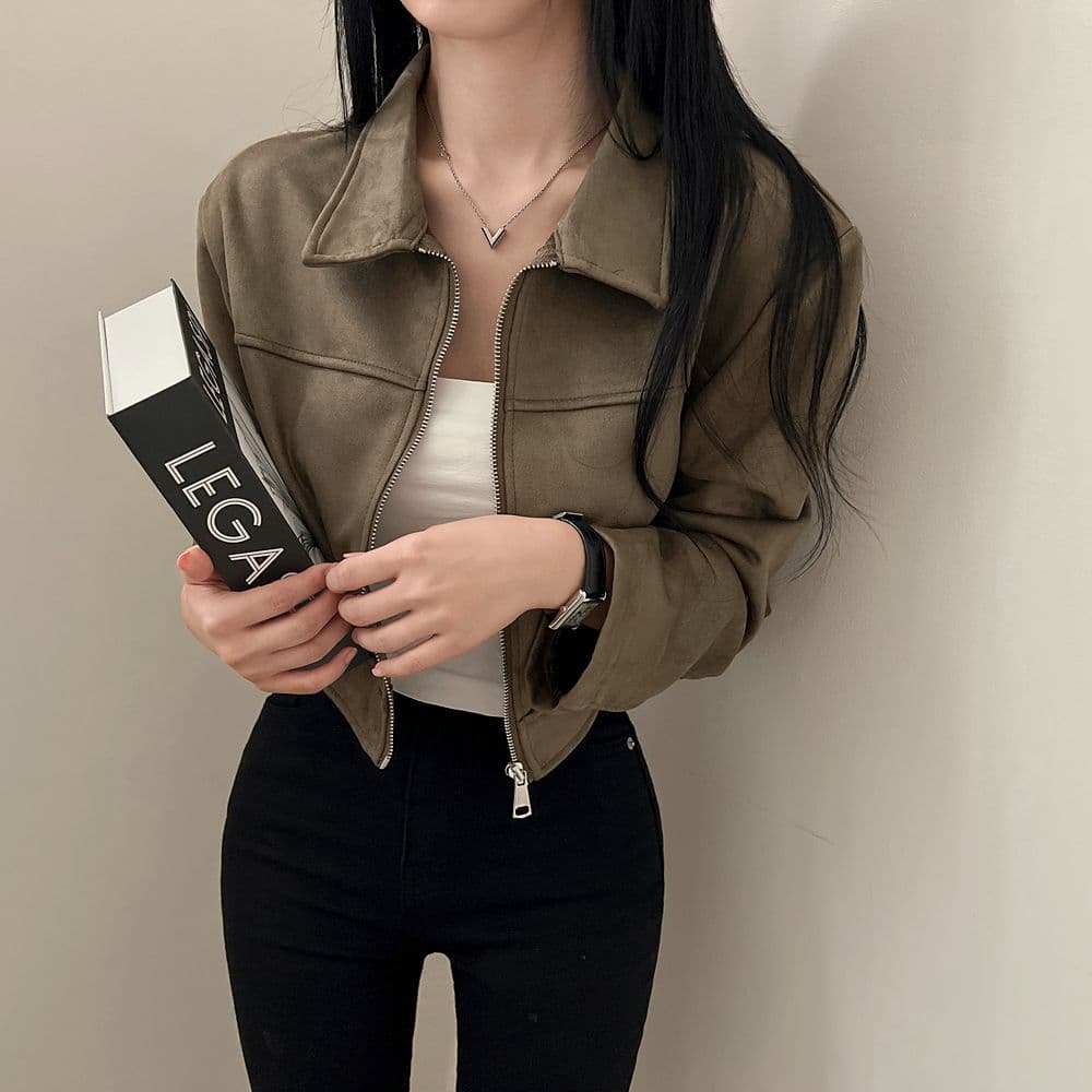 한국 chic 가을 레트로 잘 생긴 폴로 칼라 당겨서 사슬 루즈핏 다용도 긴팔 플러시 쇼트 스타일 재킷 여성 코트 상세 이미지 13