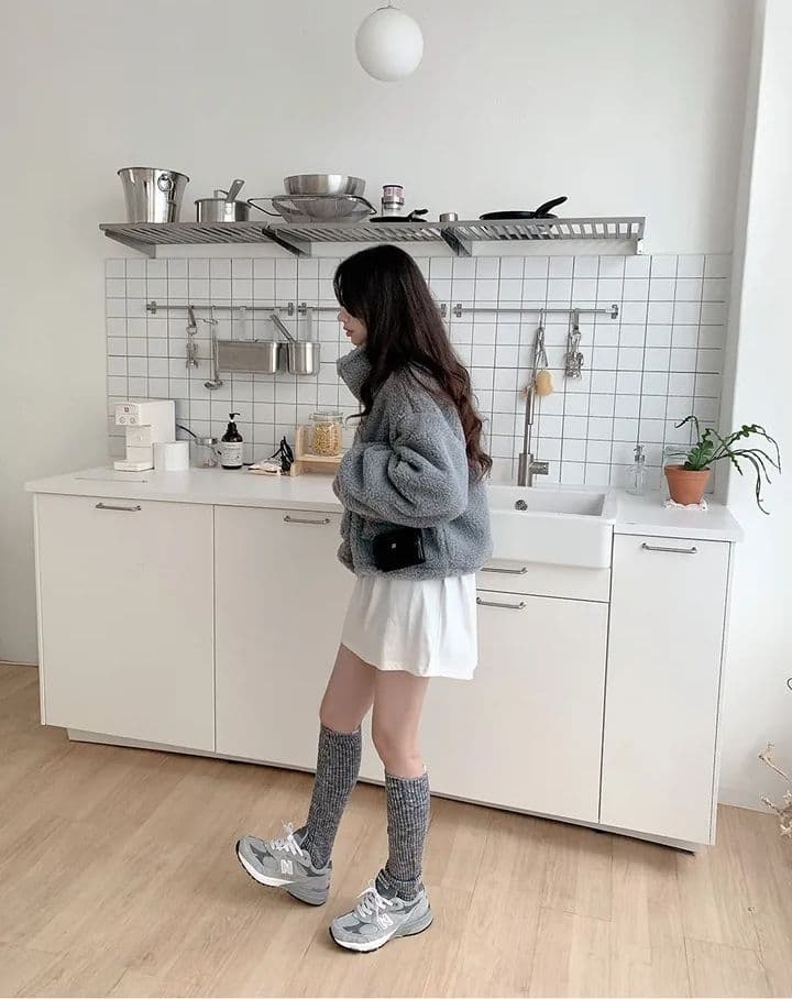 한국 chic 가을 겨울 새로운 레트로 반하이넥 당겨서 사슬 빅 포켓 다용도 두꺼운 보온 양털 재킷 상세 이미지 6