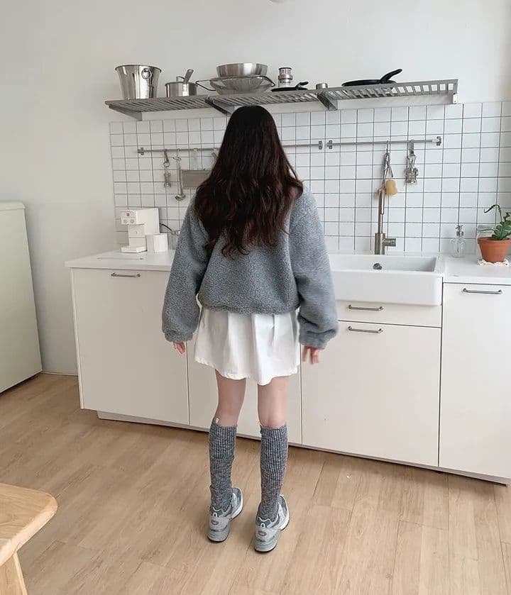 한국 chic 가을 겨울 새로운 레트로 반하이넥 당겨서 사슬 빅 포켓 다용도 두꺼운 보온 양털 재킷 상세 이미지 9