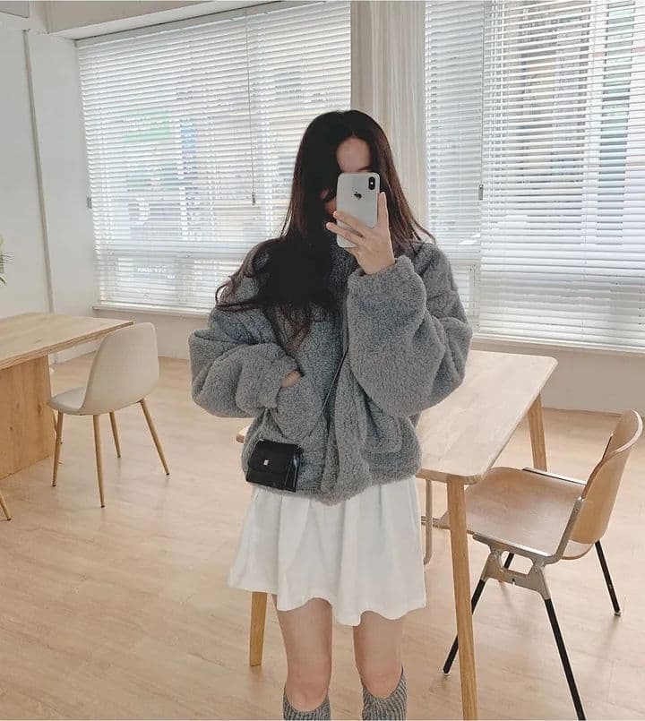 한국 chic 가을 겨울 새로운 레트로 반하이넥 당겨서 사슬 빅 포켓 다용도 두꺼운 보온 양털 재킷 상세 이미지 16