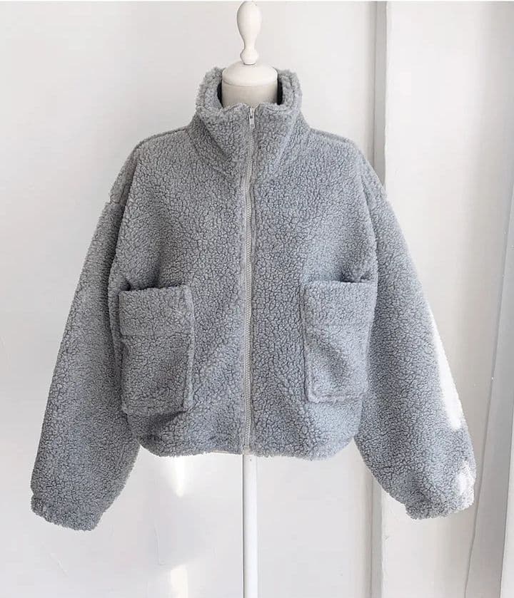 한국 chic 가을 겨울 새로운 레트로 반하이넥 당겨서 사슬 빅 포켓 다용도 두꺼운 보온 양털 재킷 상세 이미지 19