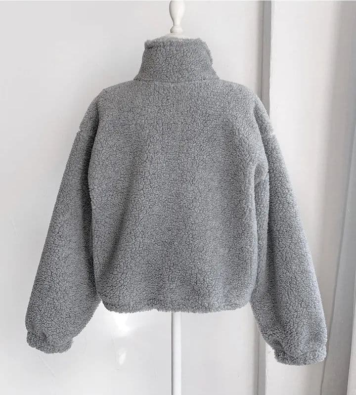 한국 chic 가을 겨울 새로운 레트로 반하이넥 당겨서 사슬 빅 포켓 다용도 두꺼운 보온 양털 재킷 상세 이미지 20