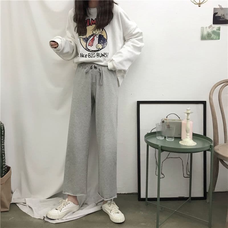 봄 새로운 한국 스타일 얇은 스타일 캐주얼 바지 루즈핏 슬림해 보이는 허리밴드 학생 다용도 스트레이트 와이드 레깅스 바지 상세 이미지 16