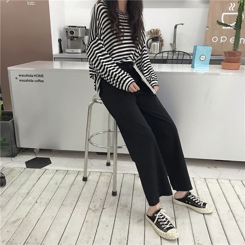 봄 새로운 한국 스타일 얇은 스타일 캐주얼 바지 루즈핏 슬림해 보이는 허리밴드 학생 다용도 스트레이트 와이드 레깅스 바지 상세 이미지 20
