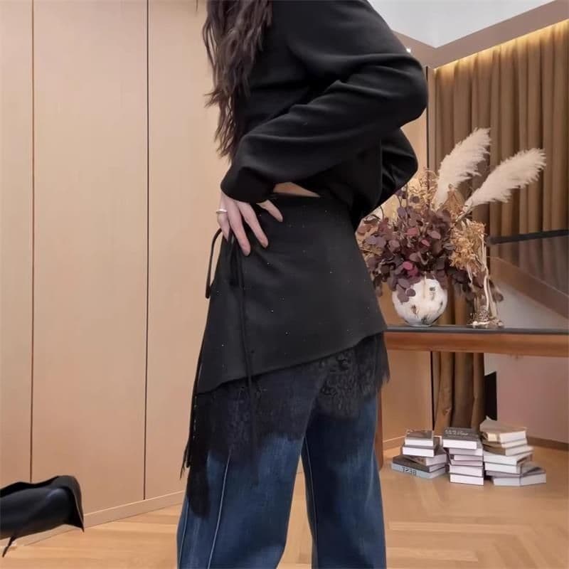 비틀림 실크 핫픽스 트임 랩스커트팬츠 미니 스커트 여성 2026 새로운 지방 mm 스트랩 랩스커트팬츠 착용 가져 가라. 핫픽스 이미지 3