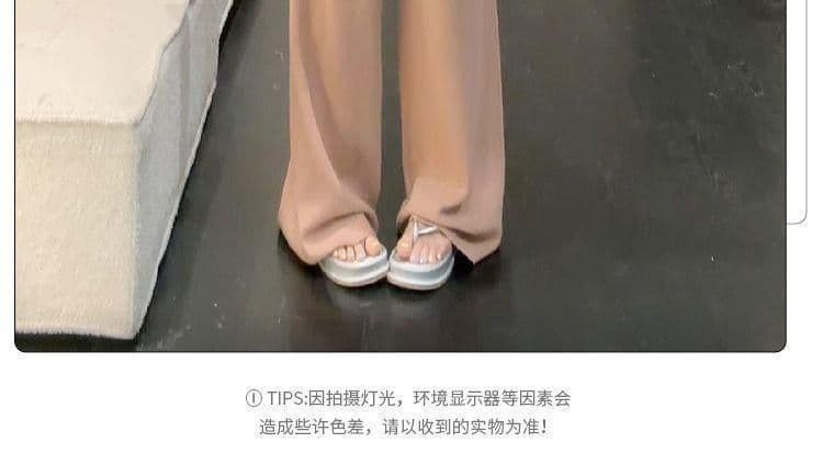 여름 새로운 빅 사이즈 품격 슬림해 보이는 V넥 반팔 허리밴드 스트레이트 넓은 다리 한 부서 투피스 세트 상세 이미지 7