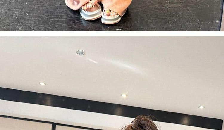 여름 새로운 빅 사이즈 품격 슬림해 보이는 V넥 반팔 허리밴드 스트레이트 넓은 다리 한 부서 투피스 세트 상세 이미지 17