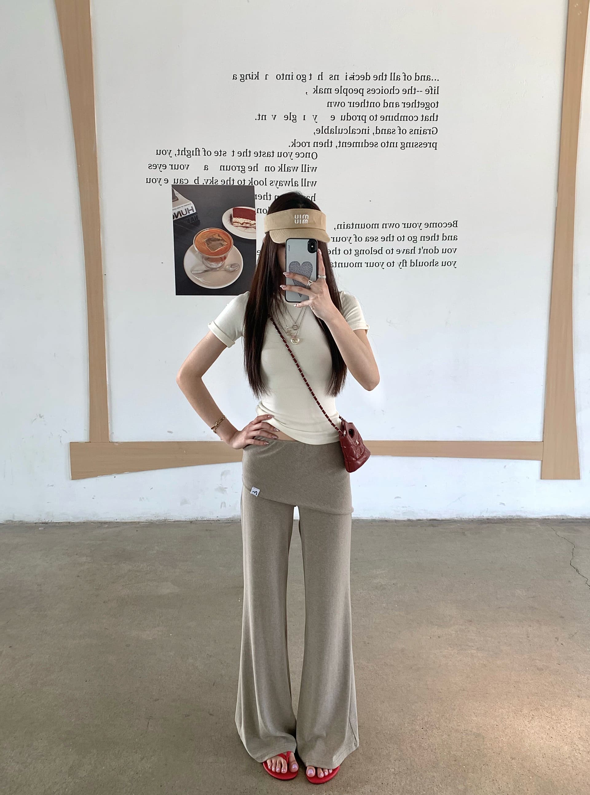 핫걸 디자인 센스 페이크 레이어드 랩스커트팬츠 캐주얼 바지 여성 의류 여름 다용도 도루 센스 신축성 부츠컷 바지 바닥 청소 긴 바지 상세 이미지 9