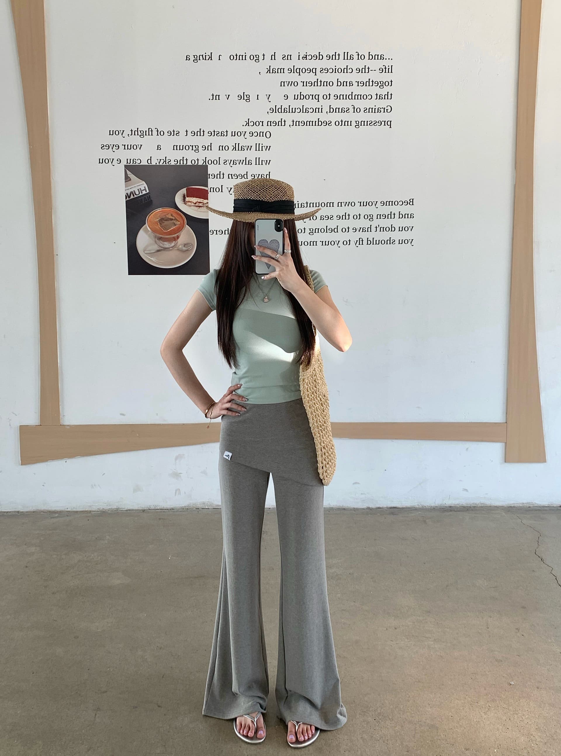 핫걸 디자인 센스 페이크 레이어드 랩스커트팬츠 캐주얼 바지 여성 의류 여름 다용도 도루 센스 신축성 부츠컷 바지 바닥 청소 긴 바지 상세 이미지 24