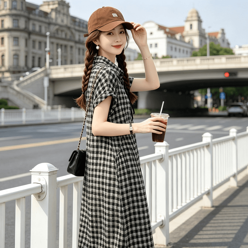 컬러 짜임 약화 된 패션 루즈핏 빅 사이즈 드레스 여름 새로운 지방 엄마 표지 배 치마 아이들 이미지 3