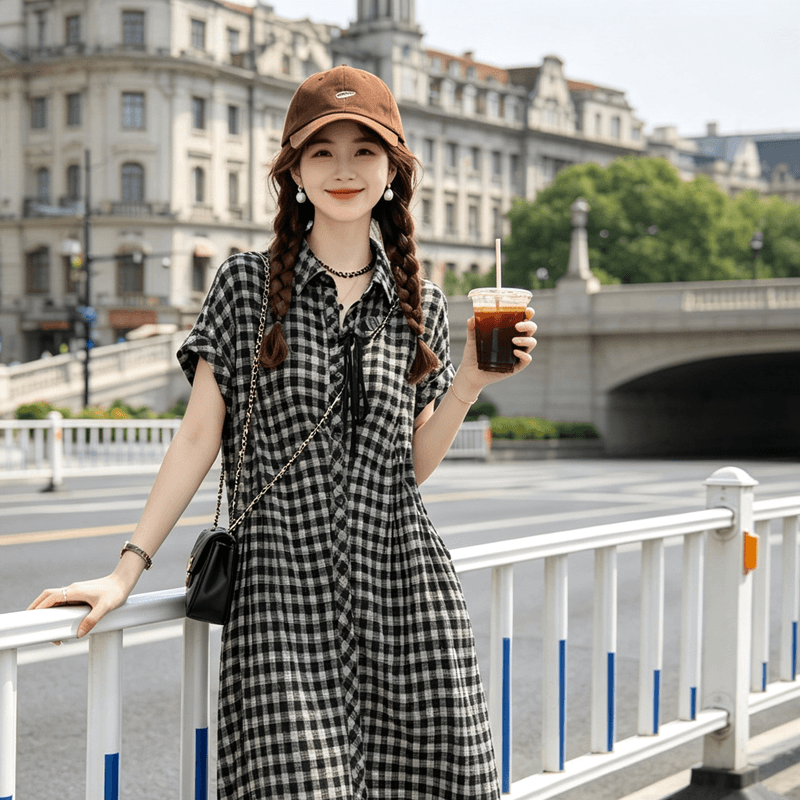 컬러 짜임 약화 된 패션 루즈핏 빅 사이즈 드레스 여름 새로운 지방 엄마 표지 배 치마 아이들 이미지 2