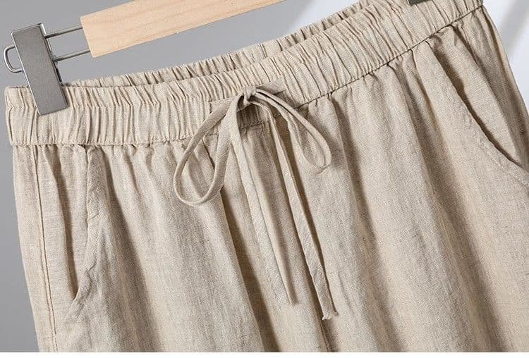 면 린넨 와이드 레깅스 바지 젠 서비스 가을 하이웨이스트 도루 센스 아마 9부 바지 빅 사이즈 태극권 바지 펌프 로프 스트레이트 캐주얼 바지 상세 이미지 13