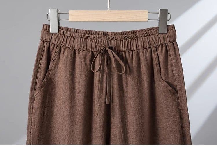 면 린넨 와이드 레깅스 바지 젠 서비스 가을 하이웨이스트 도루 센스 아마 9부 바지 빅 사이즈 태극권 바지 펌프 로프 스트레이트 캐주얼 바지 상세 이미지 22