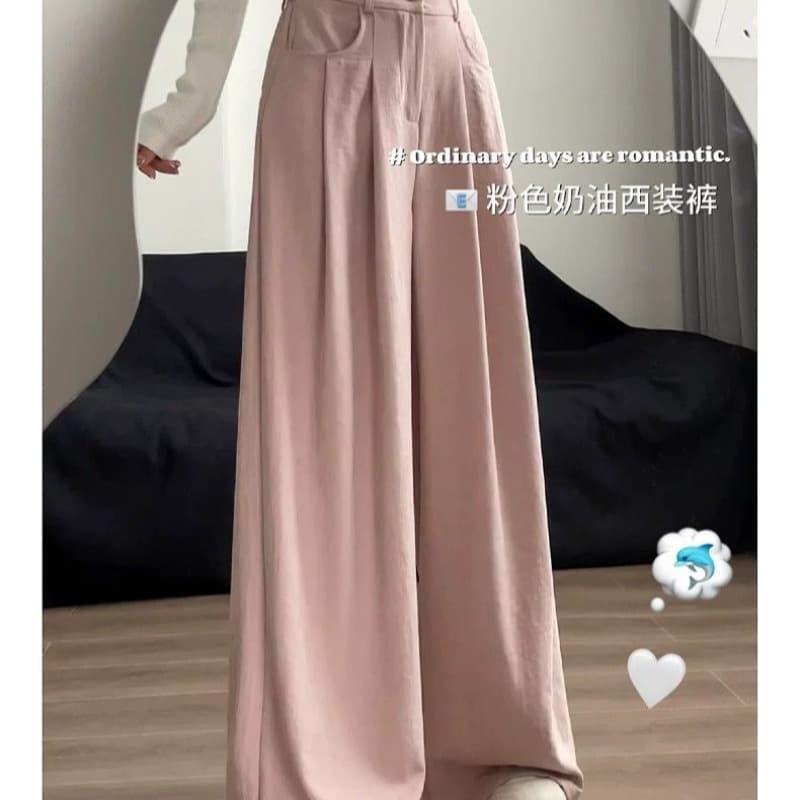 원본 테두리 와이드 레깅스 바지 여름 2026 새로운 하이웨이스트 도루 센스 스트레이트 야마모토 정장 바지 이미지 5
